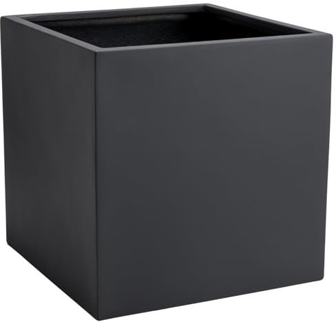 VIVANNO Pflanzkübel Fiberglas Block 50x50x50 cm - Anthrazit Matt | Wetterfester Blumenkübel quadratisch für Garten & Balkon, 125L Volumen, ideal als Pflanzgefäß für Draußen und Drinnen