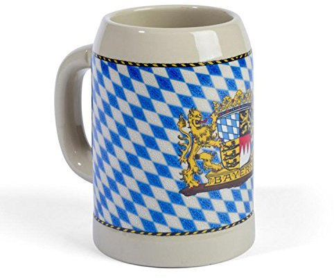 meinherzschlag Stein-Bierkrug mit Bayern-Rauten