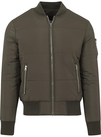 Urban Classics Herren Basic Quilt Bomber Jacket Jacke, GrÃƒ¼n (Olive 176), L EU