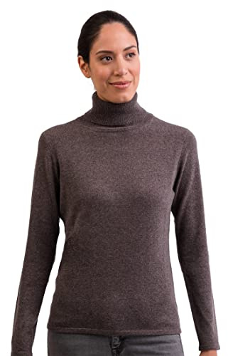 CASH-MERE.CH Jersey | Sudadera de Cuello Alto para Mujer 100% De Cachemira (Gris/Taupe Mélange, XL)