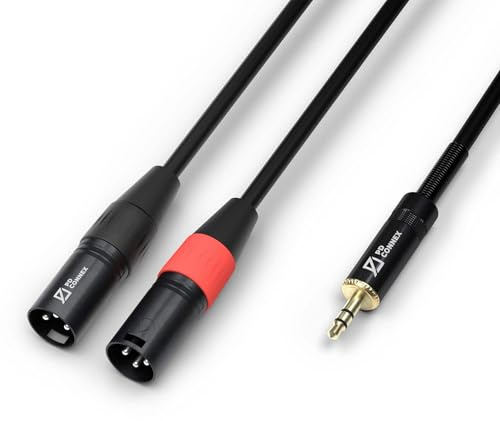 Power Dynamics PD Connex Câble Audio 2x XLR Male/Jack 3,5mm - 6m - Idéal pour Relier vos Enceintes de Sonorisation