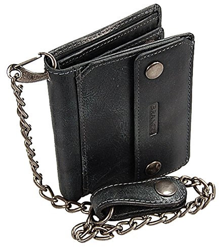 GoBago Kettenbörse Geldbörse Leder Geldbeutel mit Kette Portemonnaie Herrenbörse Bikerbörse (Vintage-Black)