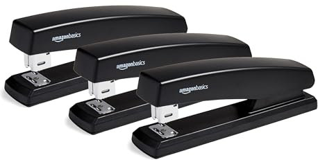 Amazon Basics Stapler with 1000 Staples Black, 3-pack