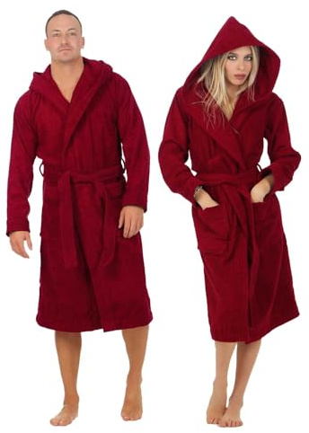 Class Home Collection Bademantel Damen & Herren mit Kapuze – 100% Baumwolle Frottee, weich & saugfähig – OEKO-TEX zertifiziert