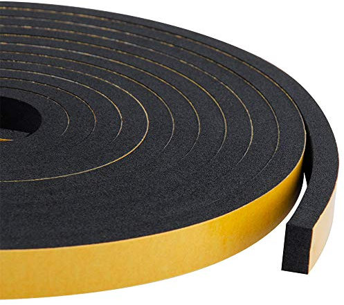 Neoprene Weather Stripping 2-Pack, 1/2 Inch Wide X 1/4 Inch Thick, High Density Foam Tape for Doors & Windows Insulation (26 Feet Total, 13 Feet/Roll)