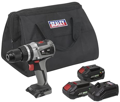 Sealey CP20VDDXKIT 20V Ø13mm Kit de taladro percutor sin escobillas/destornillador - 2 baterías