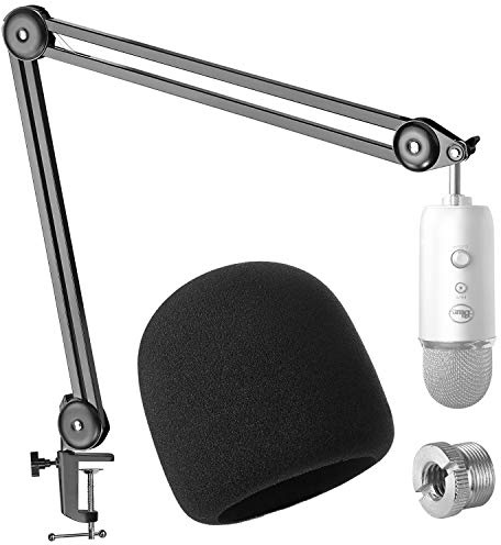 Yeti Shock Mount mit Pop-Filter – Schaumstoff-Windschutzscheibe mit Mikrofon Shockmount reduziert Vibrationsgeräusche und blockiert Blöcke für Blue Yeti Kondensator-Mikrofon von Youhares