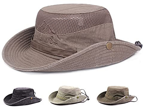 Lanly Fischerhut Sonnenhut Unisex Herren Damen Safari Hut Baumwolle Faltbar Einstellbar Wanderhut Gartenhut Outdoor Reise (Kaffee)