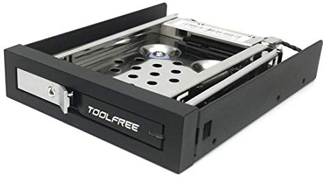 Toolfree - Vassoio per unità floppy disk da 2,5 pollici singolo e doppio alloggiamento SATA 6 Gbps per HDD/SSD Hard Disk Enclosure Box estrazione (antiurto singola baia)