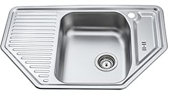Edelstahlspüle Eckspüle Winkelspüle Einbauspüle Aufbauspüle Spülbecken Spüle Küchenspüle 77 x 47 cm