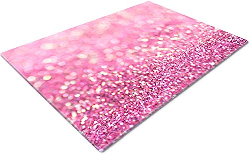 Glass Chopping Board 50 x 40 | Kitchen Worktop Protector | Multifunctional Cutting Board | Work Top Savers | Kitchen Accessories | Extra Large | Pink Glitter Effect
