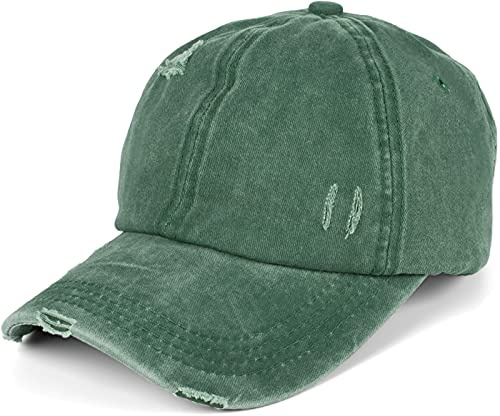 styleBREAKER Damen Ponytail Baseball Cap Destroyed Baumwolle | Kreuzbänder für hohen Zopf. 55-59 cm Kopfumfang per Klettverschluss verstellbar. Schirm 7 cm, atmungsaktiv, Schweißband.