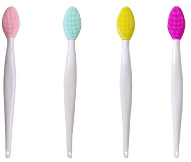 4 Stück Lippenpeeling-Pinsel, doppelseitig, Silikon, Peeling-Bürste für Männer, doppelseitig, weich, Lippenpinsel für glatteres und volleres Lippenbild