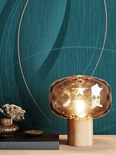 NEWROOM carta da parati Azzurre Lucido Tessuto non Tessuto - Fascino Turchese Oro Paragone Linea Metallico