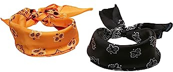 Urban Classics Unisex Bandana, Schwarz/orange, Einheitsgröße