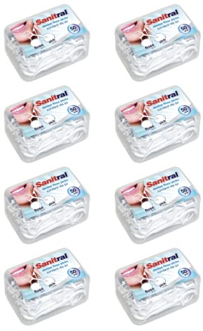 Sanitral Zahnseide-Sticks, starke nicht zerbrochene Zahnseide, 2-in-1-Zahnstocher mit transparentem Reiseetui, perfekt für Familie, Hotel, Reisen (400 Stück)