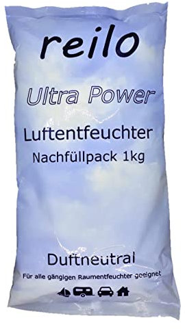 reilo 10x 1kg Ultra Power Luftentfeuchter Granulat, Raumluftentfeuchter im Vliesbeutel, Nachfüllpacks für Entfeuchterboxen 1 bis 1,2kg, Lufttrockner für Wohnräume, Schlafzimmer, Keller
