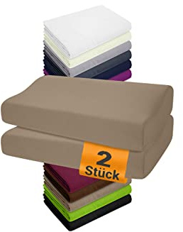 npluseins 2 Stück Spannbezug Gesundheitskissen, 40-45 x 60-80 cm, Sand | 97 % Baumwolle, 3 % Elasthan, Rundumgummizug, temperaturausgleichend, anschmiegsam, waschbar bis 60 °C