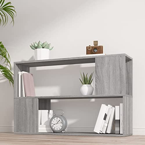 ZEYUAN Bücherregal, Raumteiler Regal, Standregal, Bookcase, Bücherwand, Büroregal, Regalbrett, Bookshelf, Grau Sonoma 100x24x63 cm Holzwerkstoff
