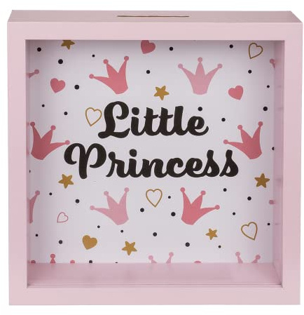 Tirelire rose en bois Little Princess. Tirelire pour les princesses de maison (20 x 20 cm), avec attache pour accrocher.