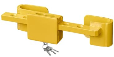 ProPlus 381341V01 Container Diebstahlsicherung Signalgelb Baucontainer-Schloss einstellbar von 23-42 cm, für LKW, Frachtcontainer und Überseecontainer Containerschloss inkl. 2 Schlüssel | Gehärteter Stahl in Signalgelb mit 4 Schlüsseln. Sichert LKW-Anhänger, Seecontainer und Speditionscontainer zuverlässig ab.