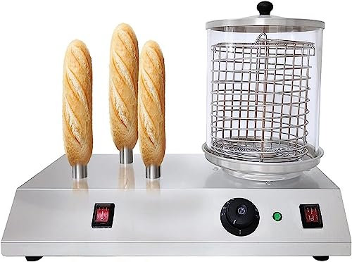 macchina per hot dog Macchina For Hot Dog Elettronica In Acciaio Inossidabile, Macchina Scaldapanini, Riscaldatore For Hot Dog Con Asta Di Alluminio Riscaldante, Copertura In Vetro, Filtro, Uso Domest