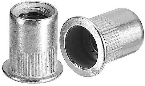 sourcing map 3/8-16 Rivet Nuts, 20pcs 304 Stainless Steel Knurled Flat Head Threaded Insert Nuts for Metal, Plastic