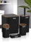 Badezimmer Zubehör aus Holz Badezimmer Set Luxus Modern Bad Zahnbürstenhalter Becher Toilettenbürste Set Seifenschale Mülleimer Seifenspender (Schwarz)