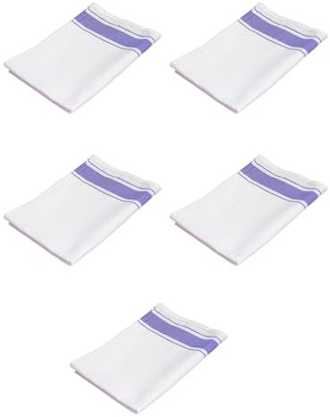 lmoikesz 5Pcs Scouring Cloth Cleaning Cloths Towels Pure Cotton Dishcloths Water-Absorbent Kitchen Household Table Glass Rags, Purple, 32 * 50cm/5pcs