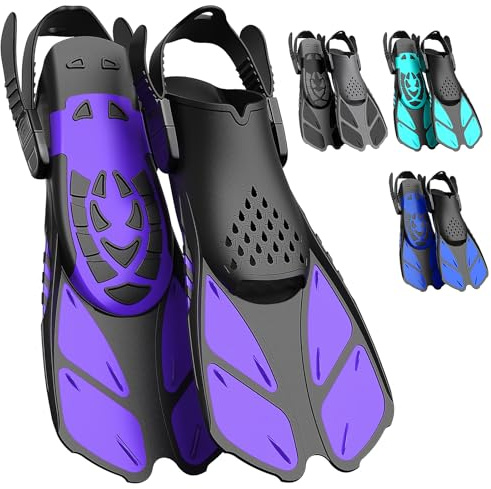 Lealinga Schnorchelflossen Verstellbar Erwachsene Reisegröße Schwimmflossen | Offene Ferse, Unisex Taucherflossen mit Netztasche für Erwachsene, Männer und Frauen beim Schnorcheln und Schwimmen