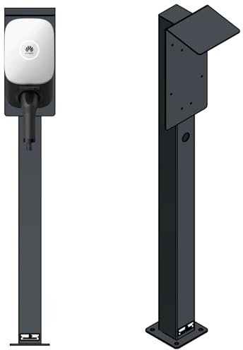 DIE-LADESÄULE - Ladesäule, Standfuß, Stele, Base für Huawei Wallbox - aus Edelstahl - mit Dach und Kabelhaken - pulverbeschichtet - anthrazit - deutsche Herstellung