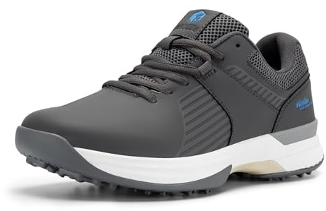 FitVille Herren SpeedEx Golfschuhe V4 Sneaker Extra Weit Walking Schuhe Leichte Bequeme Man Schuhe mit Schnürung atmungsaktive Trainingsschuh für Golf Sport Holzkohle Grau 44 EU Weit