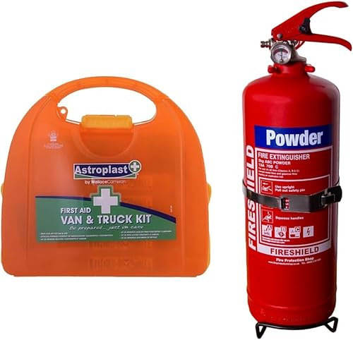 Van Fire Extinguisher Bundle - 2Kg Powder Fire Extinguisher & Astroplast Van & Truck First Aid Kit - FireShield