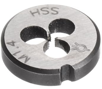 QUARKZMAN Filières à Fileter Rondes, Filetage Métrique M1.4 x 0.3 (Droite), Acier Rapide (HSS) Outil de Réparation de Filière de Coupe de Vis