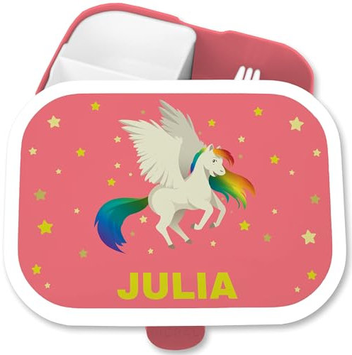 Brotdose Kinder Campus für Mepal - Einhörner - Brotbox Einhorn Lunchbox Unicorn Motiv Mädchen I - 750 ml - Rosa - geschenke schule kinderbrotdosen kindergarten einhörnern individualisierbare