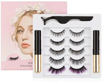 YUEMOL magnetwimpern 5 Paar gemischte magnetische falsche Wimpernsets, Wiederverwendbare und leichte magnetische Wimpern
