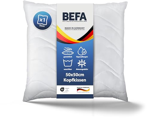 BEFA CARE Kudde 50 x 50 cm | mikrofiber med aloe vera | 315 g fyllvikt | OEKO-TEX klass 1 | Tillverkad i Tyskland