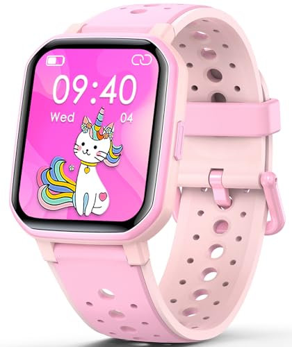 JOYELE Fitness Tracker Montre pour Enfants，Montre Intelligente Sport Étanche IP68 avec 19 Modes de Sport, Podomètre, Moniteur de Sommeil, Cadeau pour Filles Adolescents 6-16 (Rose)