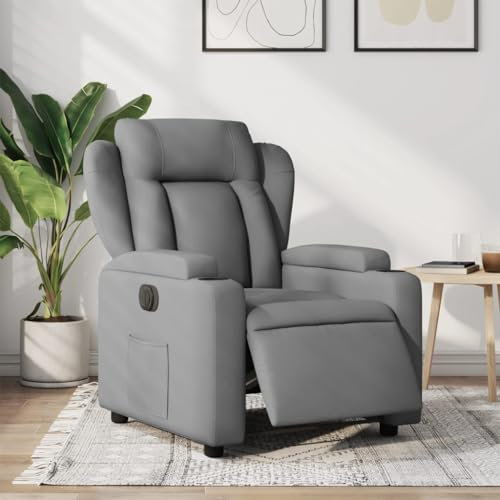 Homgoday Relaxsessel Elektrisch Fernsehsessel Sessel mit Liegefunktion Ruhesessel Liegesessel Relaxstuhl TV Sessel mit Verstellbarer Rückenlehne und Fußstütze bis 110kg Hellgrau Stoff