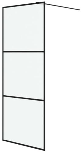 Kangmusi Duschwand für Begehbare Dusche Schwarz 80x195 cm Matt ESG-Glas, Schwarz 152110