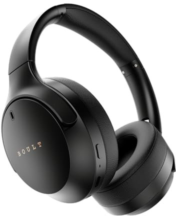 GOBOULT Made in India Q - Auriculares Bluetooth sobre la oreja con 70 horas de reproducción, controladores de graves de 40 mm, micrófono Zen ENC, carga rápida tipo C, 4 modos de ecualización