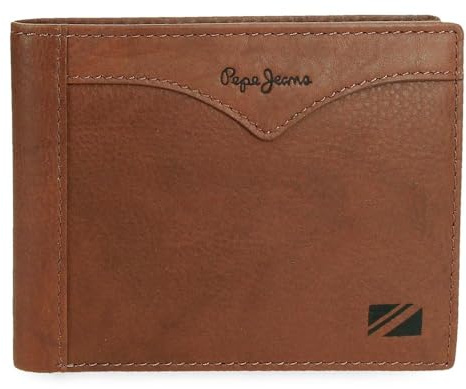 Pepe Jeans Jacket Billetero con Monedero Marrón 12,5x9,5x1 cms Piel by Joumma Bags