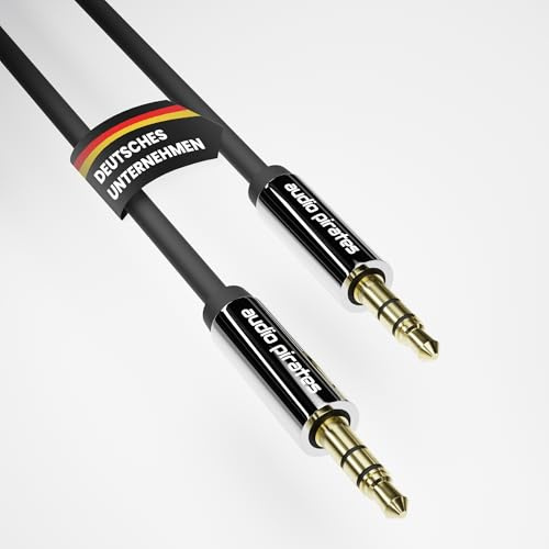 audio pirates Aux Kabel, Audiokabel Klinke auf Klinke – Nylon-geflochtenes 3,5mm Klinkenkabel; kompatibel mit Autoradios, Kopfhörern, Lautsprechern, Smartphones, Laptops; flexibel (1 Pack - 5 Meter)