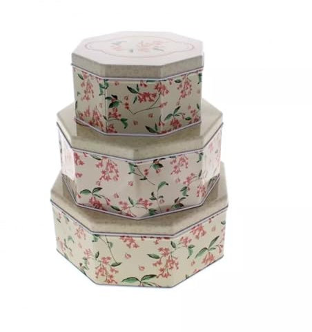 Lettuce Eat® Set Of 3 Cake Storage Tins Airtight Cookie Cupcake Biscuit Tin Baking Haberdashery Metal Boxes With Lids