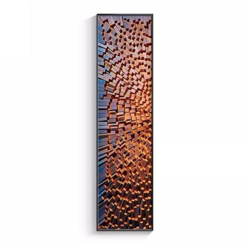 LED-beleuchtete Wandkunst, 40 x 160 cm, großes abstraktes Leinwandgemälde für Heimdekoration, moderne Geometrie, Wandskulptur mit schwarzem Finish