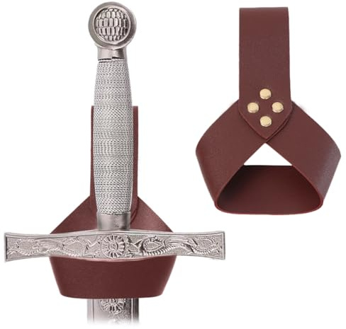 XPEX 1 Stück Gürtelhalter Aus Echtem Leder,Wikinger Gürtel Gürtelhalter Für Schwerter Larp Mittelalter Wikinger Fasching Kostümfest Halloween Lederholster Für Dolch Mittelalter(Braun)