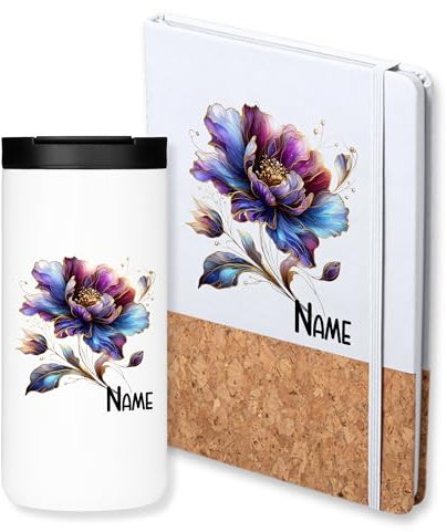 GRAZDesign Geschenkset Personalisiert Thermobecher Notizbuch Name Geschenk Frau Mann Sie Beste Freundin Geburtstag Dankeschön Weihnachten