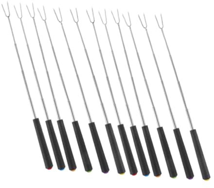Amosfun Vielseitiges 12-teiliges Grillwerkzeug-set Edelstahlgabeln Ausziehbare Stäbchen Zum Rösten Von Marshmallows Spieße Zum Grillen Beim Camping