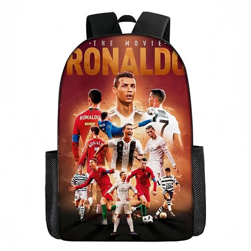 Umbrean Fußball star Zaino per bambini, Multicolore, con motivi di calciatori, Zaino da viaggio multifunzionale, adatto per tifosi di calcio e ragazzi, 44 x 29 x 13 cm