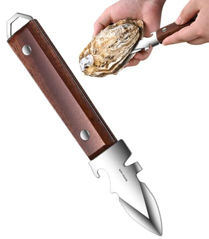 Outil Oyster Shucker – Couteau À Huîtres Ergonomique Pour Une Ouverture Facile Et Sûre Des Coquillages | Lame En Acier Inoxydable Résistant À La Rouille, Poignée Antidérapante, Conception Compacte, Id